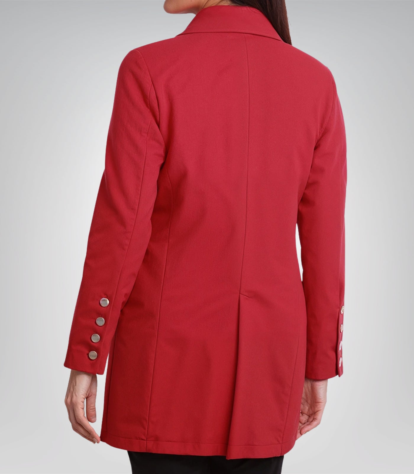 Maxine Women’s Red Double-Breasted Wool Coat Tailored Winter Jacket with Gold Buttons