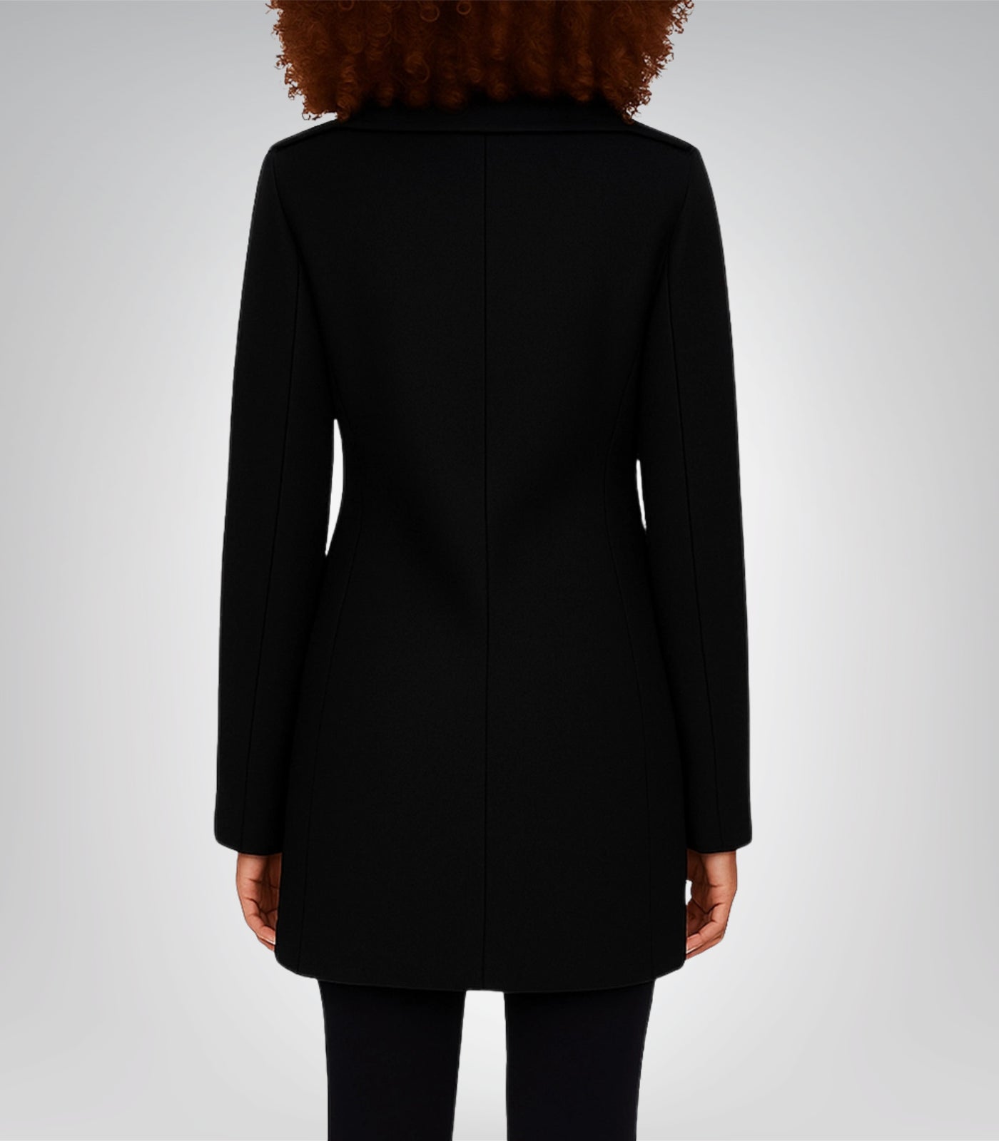 Debbie Women’s Black Double-Breasted Wool Peacoat Classic Winter Essential