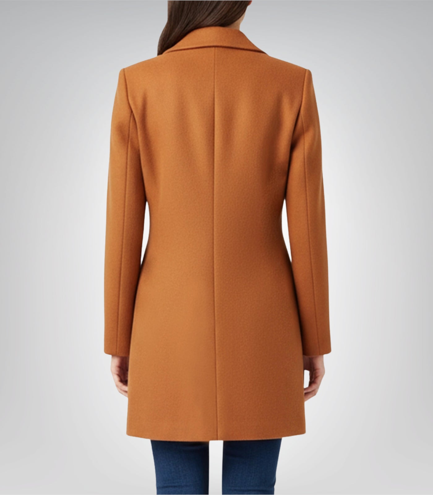 Barbara Women’s Mid-Length Rust Wool Coat Warm Shawl Lapel Winter Outerwear