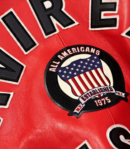 All Americans Avirex Red &amp; Black Real Leather Bomber Jacket