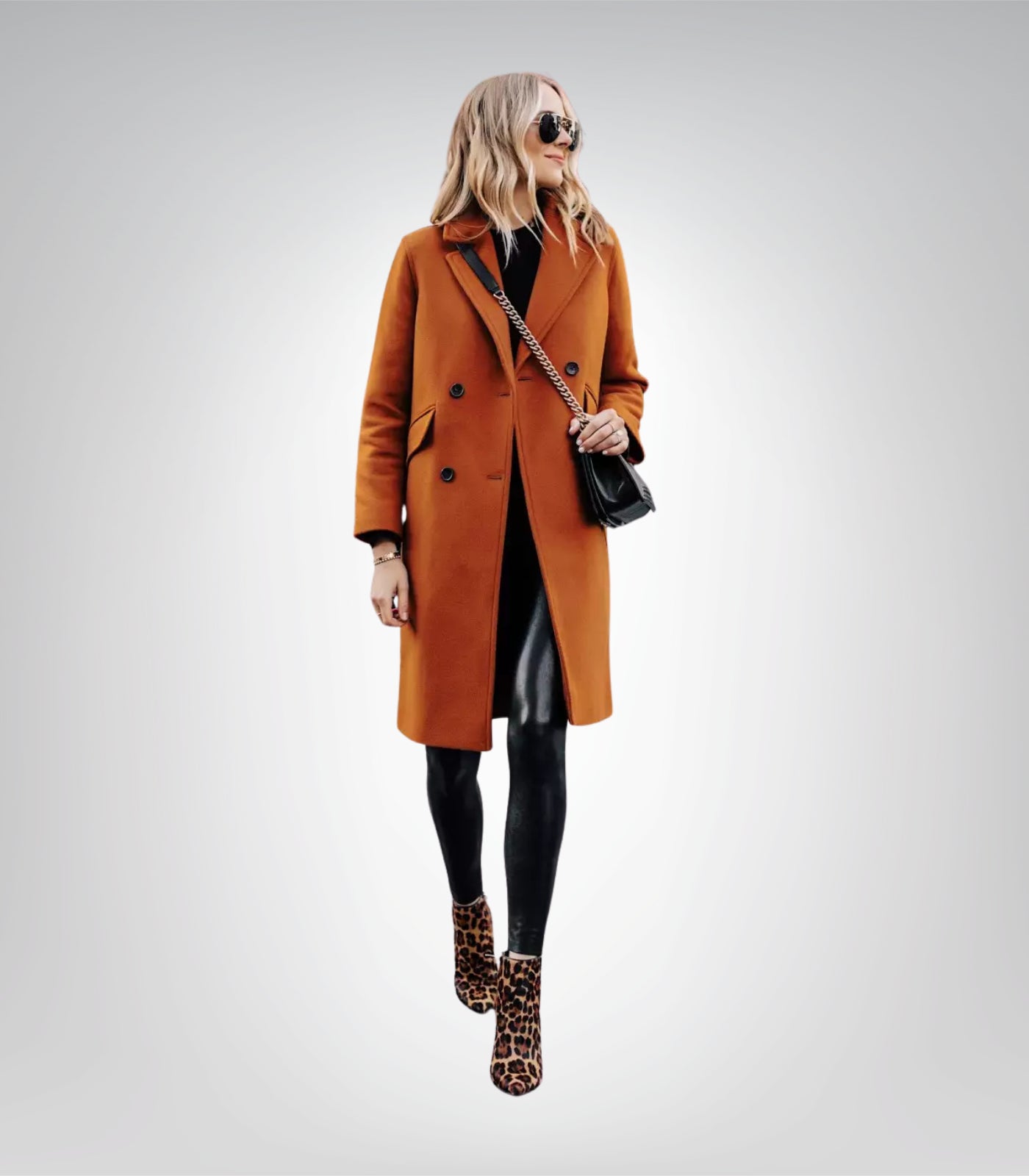 The Classicist Women’s Rust Double-Breasted Wool Coat Timeless Winter Essential