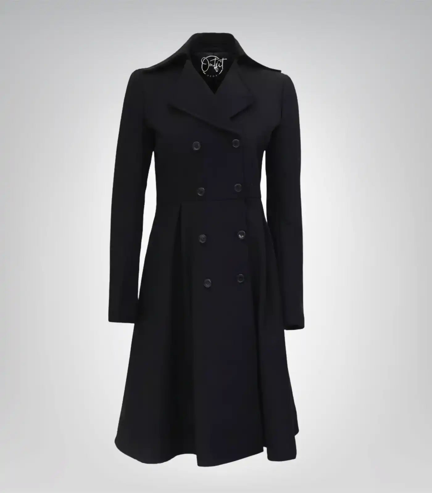 Carol Women’s Black Double-Breasted Wool Trench Coat