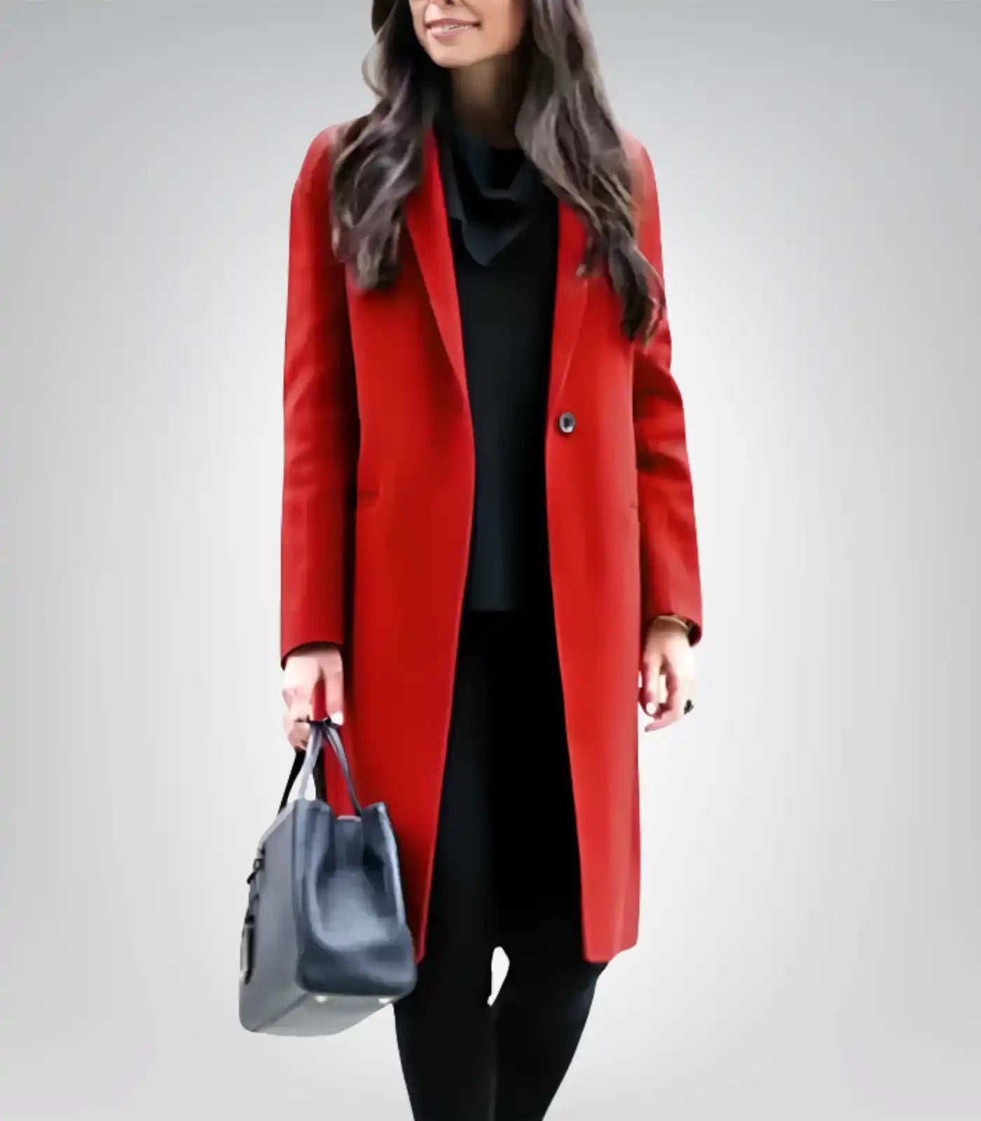 Women’s Red Single-Breasted Wool Walker Coat