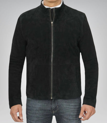 Men’s Classic Black Suede Biker Jacket Premium Real Suede Motorcycle Style