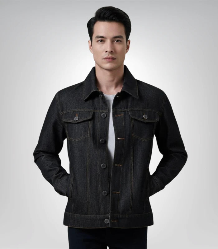 Conard Faded Black Denim Trucker Jacket