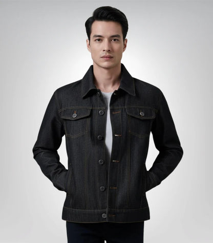 Conard Faded Black Denim Trucker Jacket