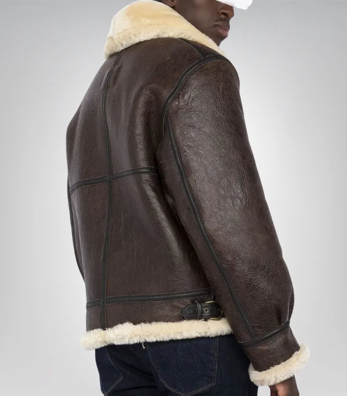 Men’s dark brown B3 bomber jacket – genuine RAF sheepskin leather aviator style
