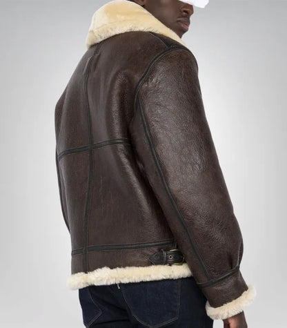 Men’s dark brown B3 bomber jacket – genuine RAF sheepskin leather aviator style