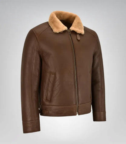 Classic men’s shearling flight jacket – real sheepskin leather bomber