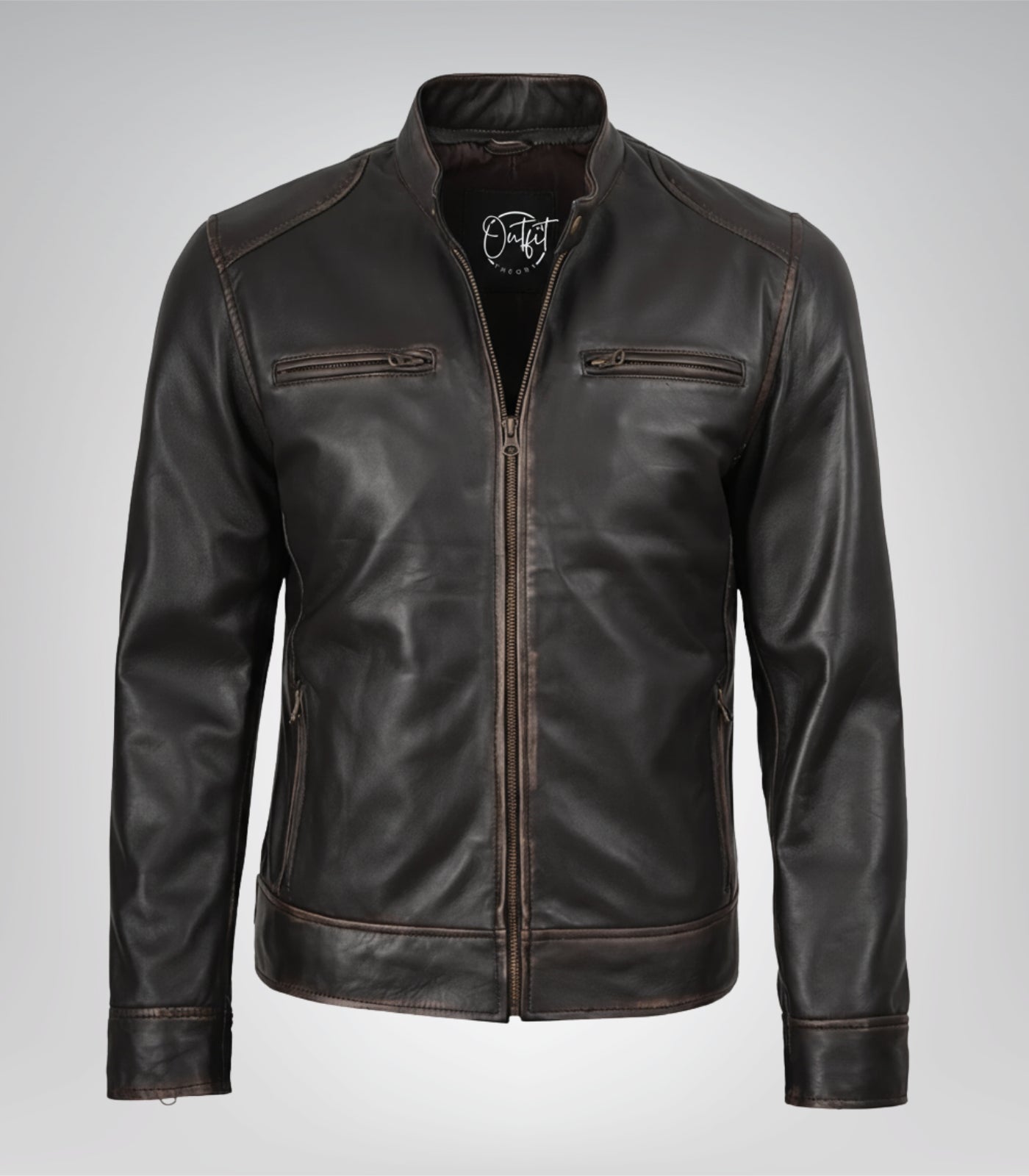 Men’s stylish lambskin leather moto jacket
