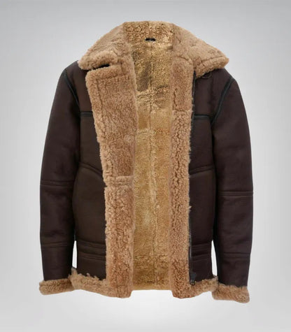 Men’s Vintage Brown Sheepskin Flying Jacket – Classic Shearling Aviator Coat