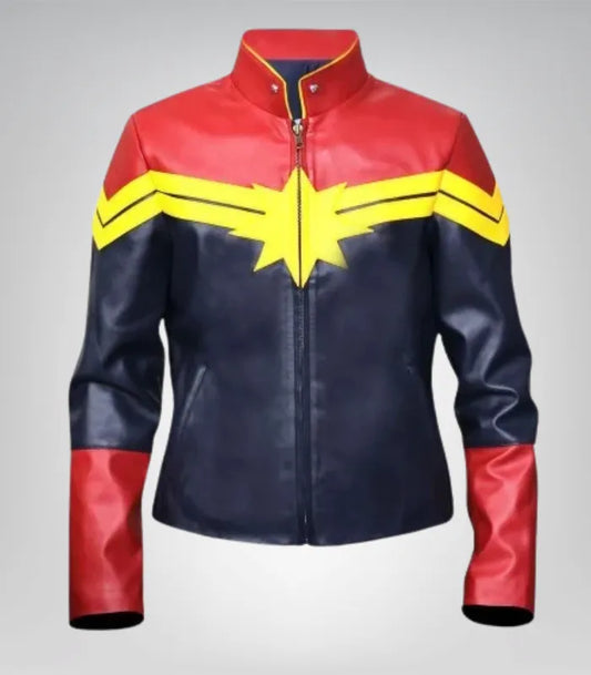 Captain Marvel genuine leather costume – superhero cosplay outfit