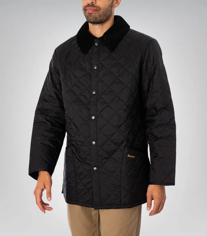 Men’s black quilted Barbour jacket – Liddesdale classic style coat