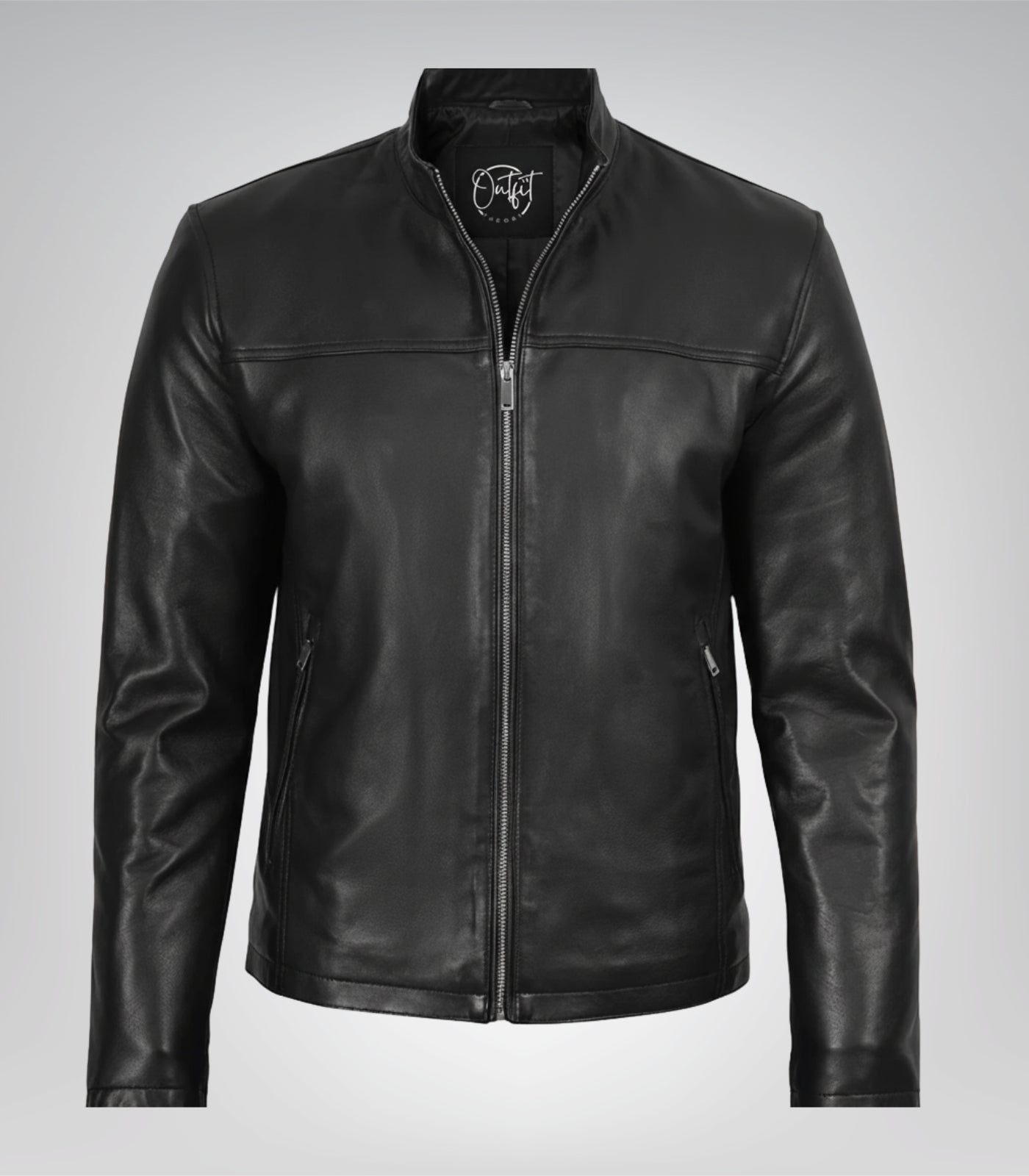 Classic men’s black biker jacket made from real leather