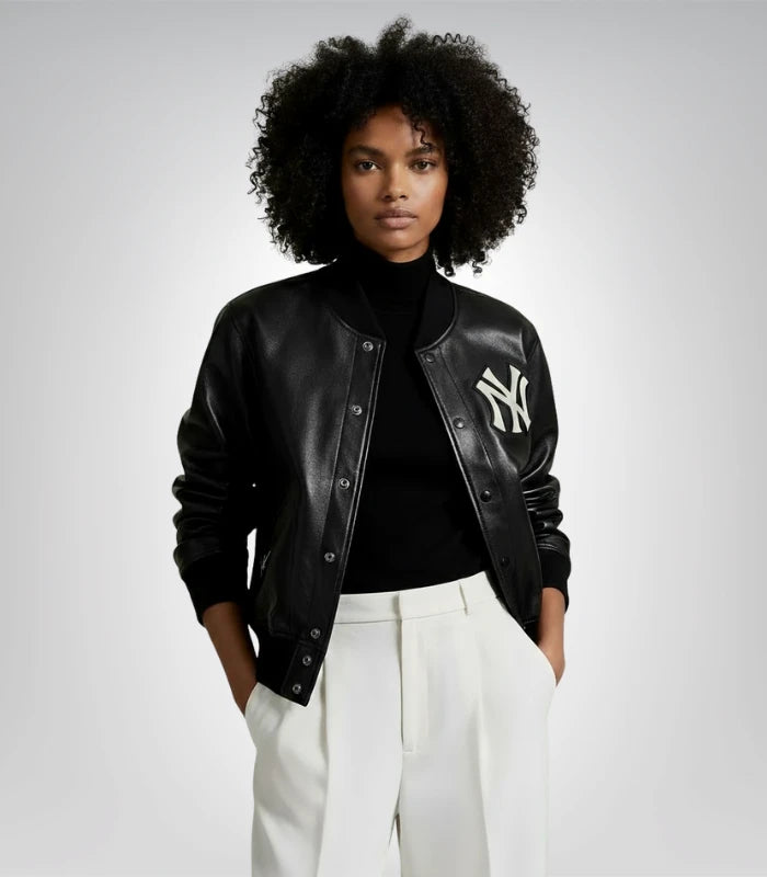 Stylish black Yankees leather jacket – Polo Ralph Lauren collection