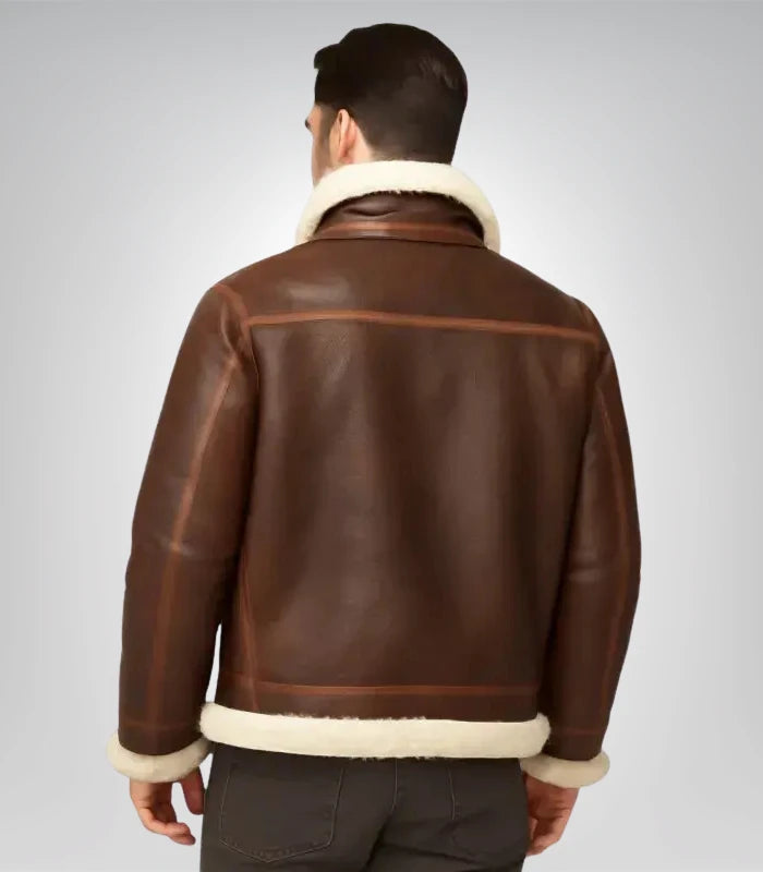 Men's brown shearling aviator jacket – Alex collection