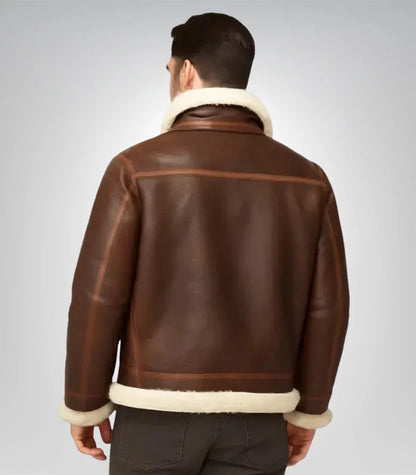 Men's brown shearling aviator jacket – Alex collection
