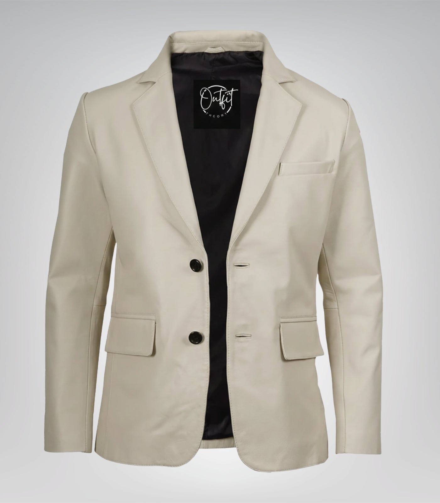 Off-white real leather notch lapel blazer for men