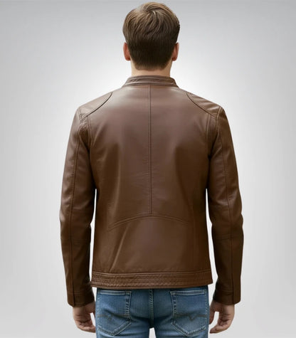 Classic men’s cafe racer motorcycle jacket – genuine leather