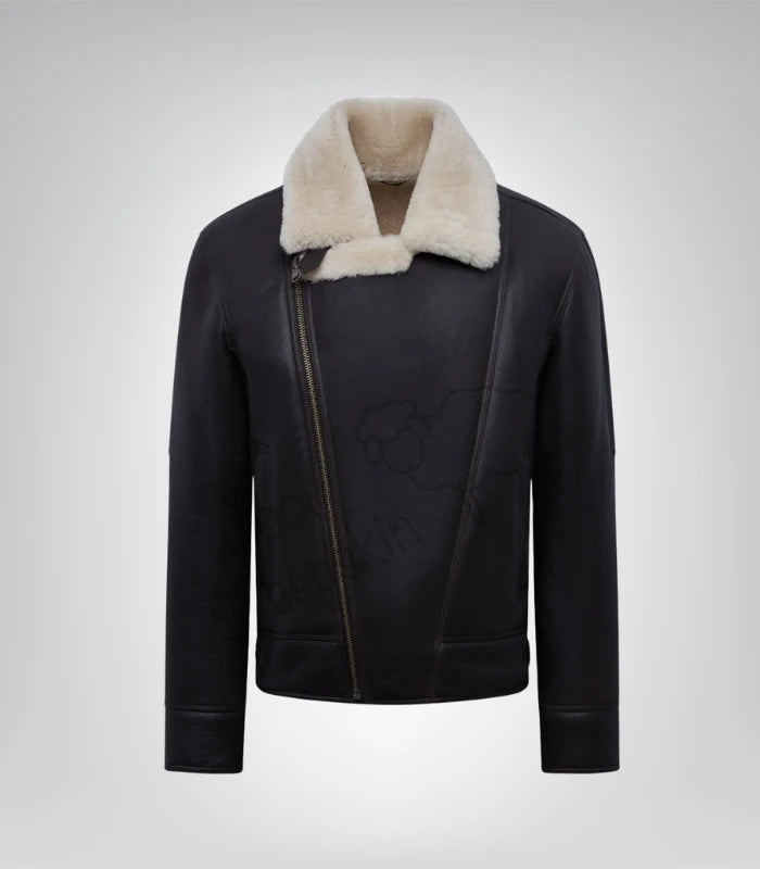 Genuine sheepskin aviator coat for men – classic RAF pilot jacket