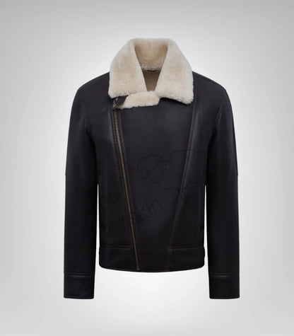 Genuine sheepskin aviator coat for men – classic RAF pilot jacket