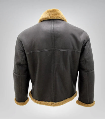 Premium men's B3 bomber leather jacket with shearling lining