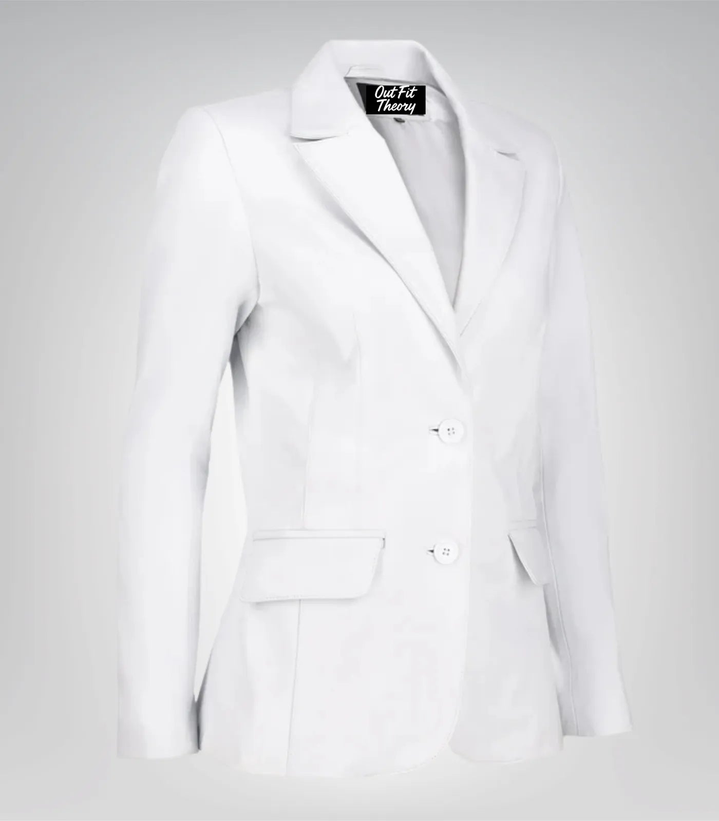 Elegant Women’s White Lambskin Leather Blazer – Timeless Daily Wear