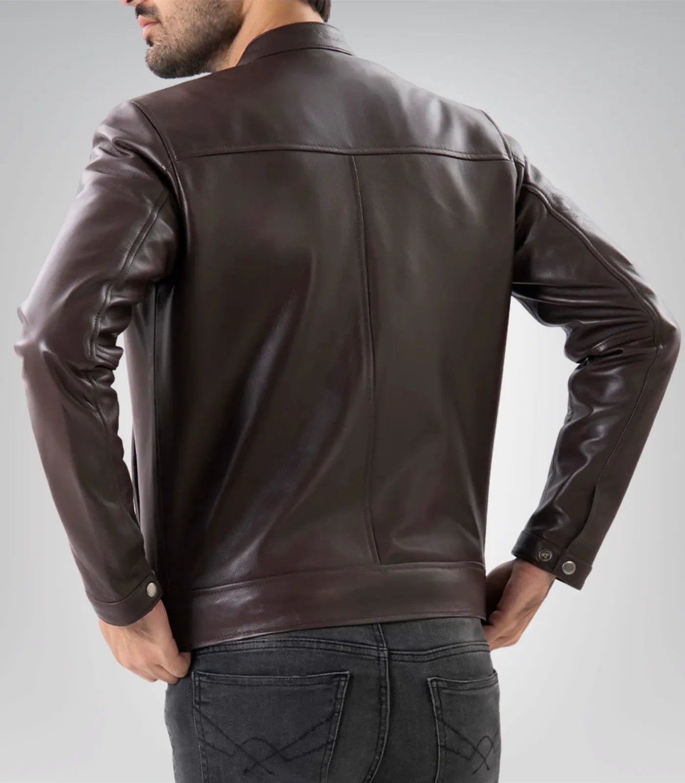 Men’s Brown Pure Sheep Leather Zipper Jacket – Classic & Modern Style
