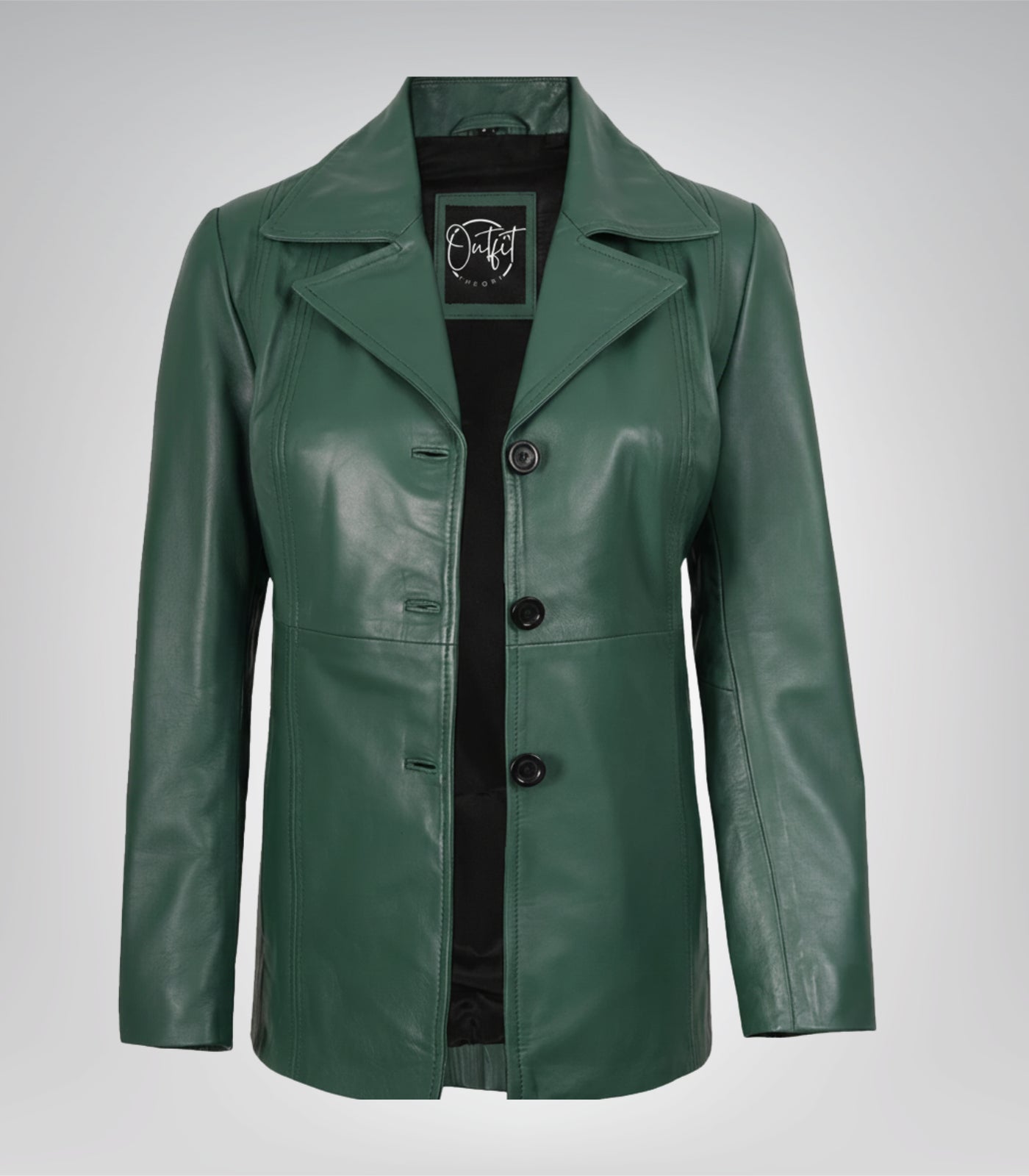 Green genuine lambskin leather blazer for women