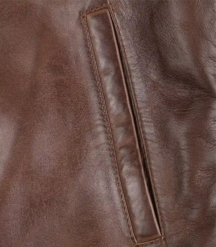 Premium men’s cognac brown leather biker jacket – classic motorcycle style