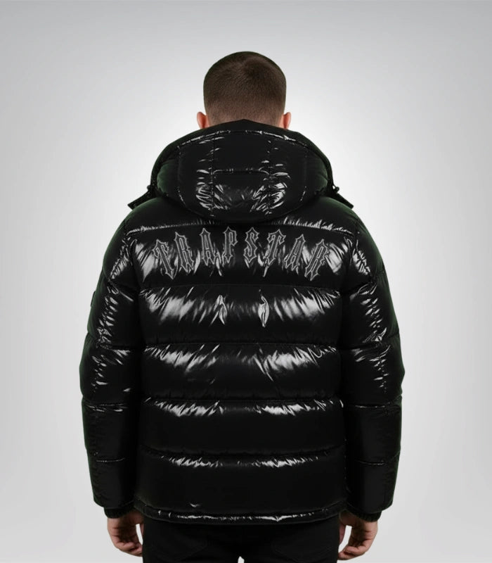 Men’s Trapstar Irongate jacket – black shiny street fashion outerwear
