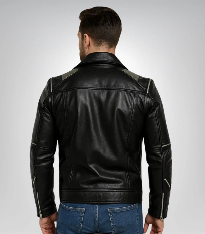 Slim fit black biker jacket – men’s leather motorcycle outerwear