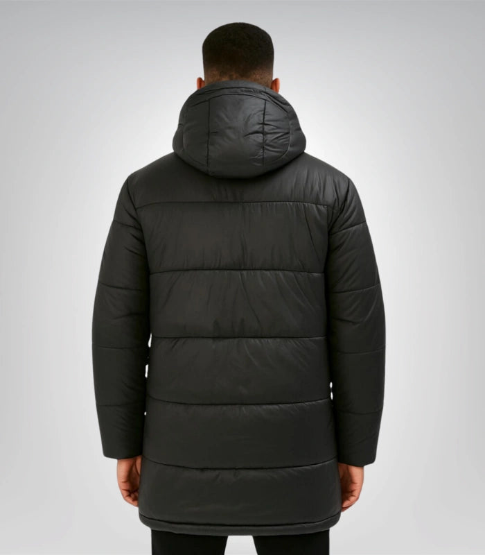 Pep Guardiola style black puffer jacket – long winter coat design