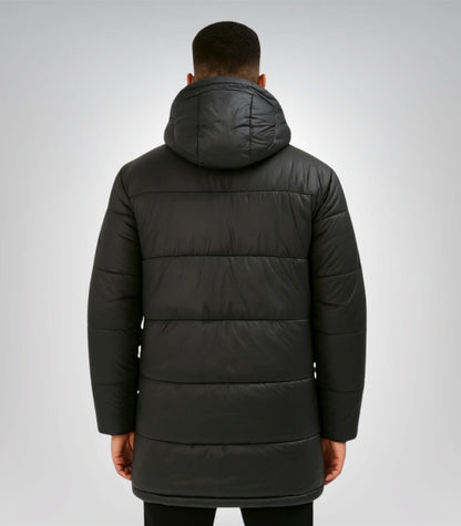 Pep Guardiola style black puffer jacket – long winter coat design