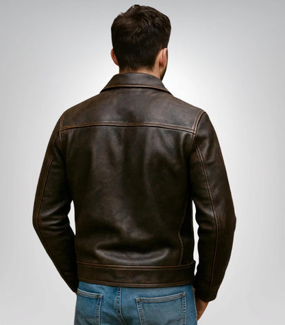 Vintage motorcycle bomber jacket – distressed brown leather outerwear