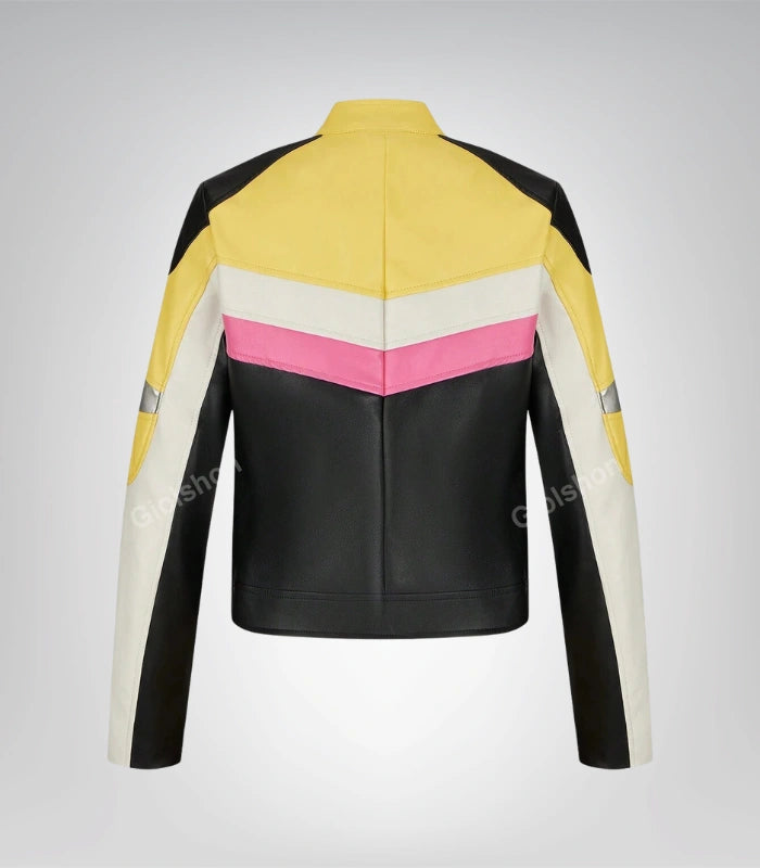 Vintage motorcycle leather jacket with retro detailing
