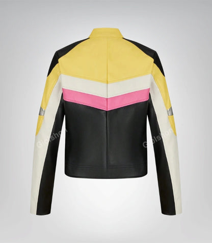 Vintage motorcycle leather jacket with retro detailing