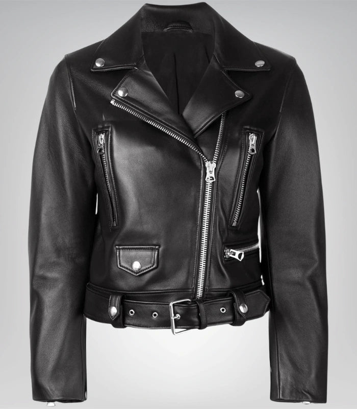 Premium black leather jacket – women’s 100% real leather fashion