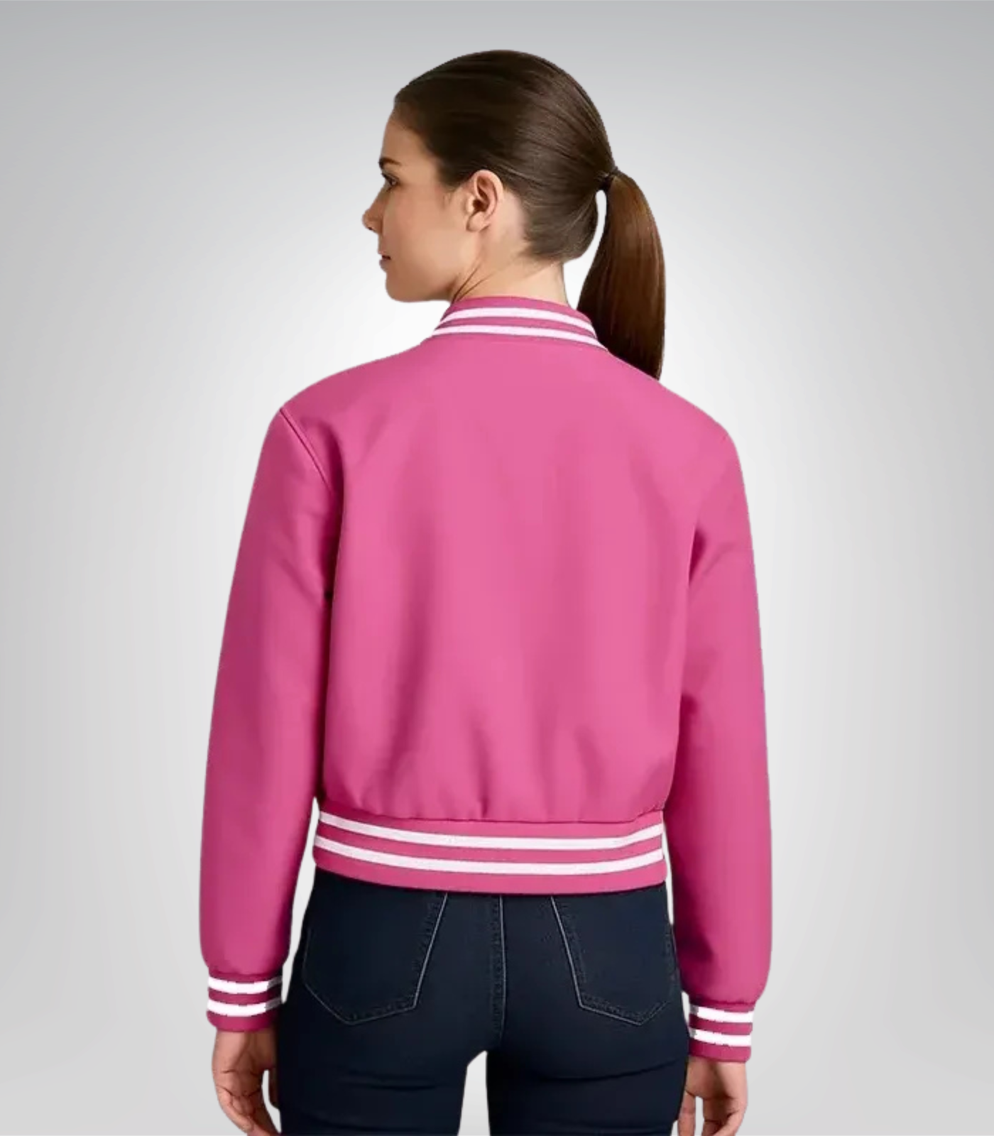 Adele Inspired Women’s Pink Varsity Jacket – Trendy Casual Outerwear