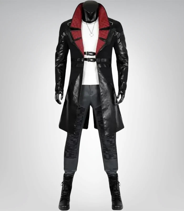 20-77 Phantom Liberty Solomon Reed Cosplay Black Leather Coat