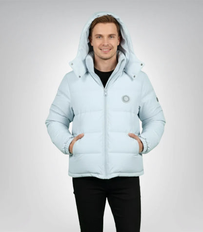 Premium Trapstar puffer jacket – baby blue color with removable hood