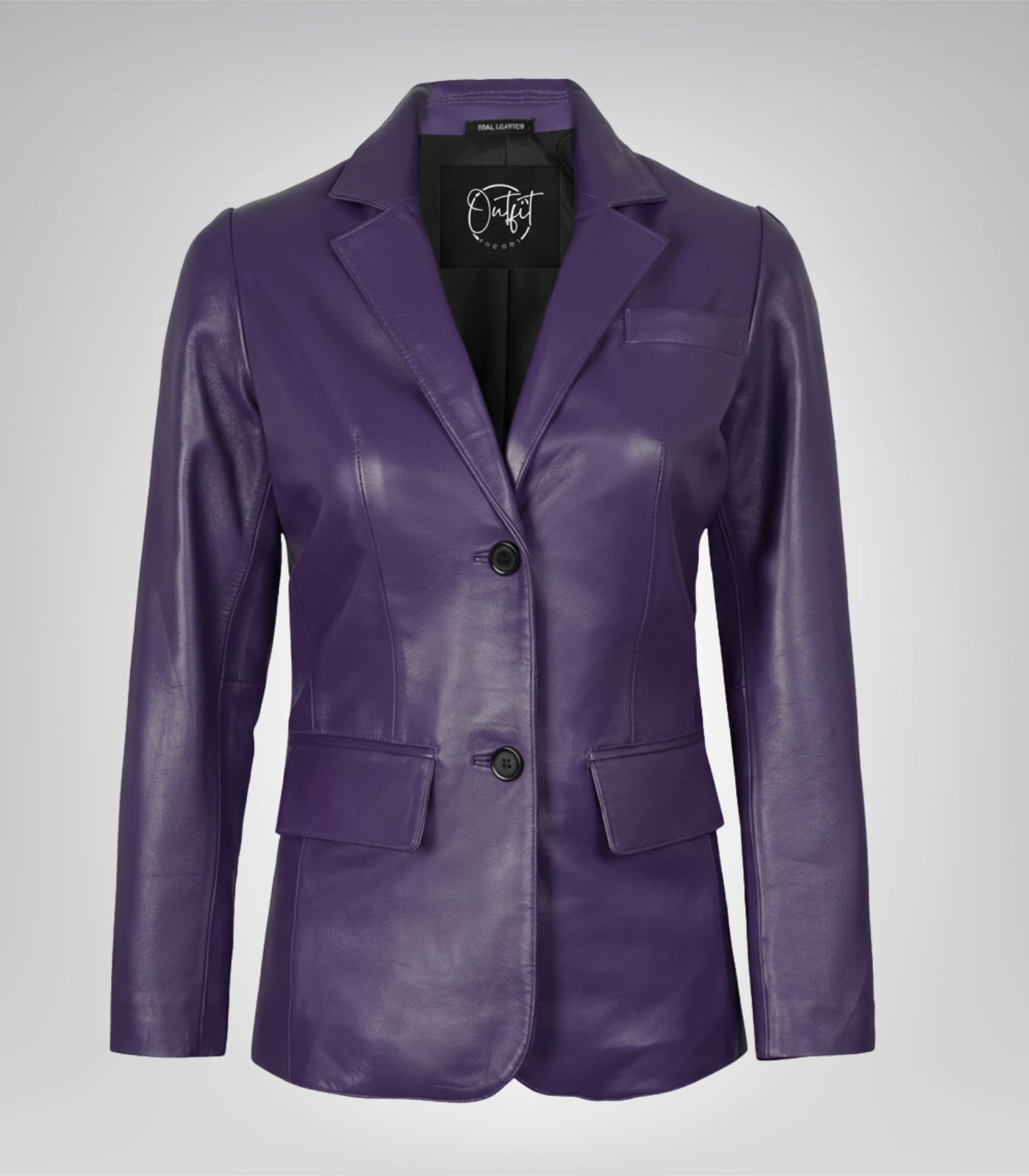 Women’s premium purple lambskin leather blazer jacket