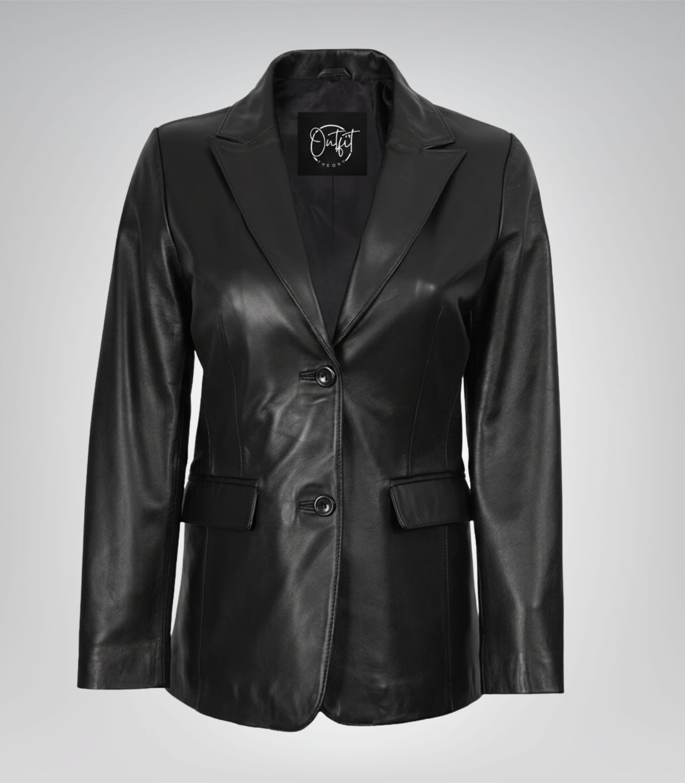Women’s premium black lambskin leather blazer jacket