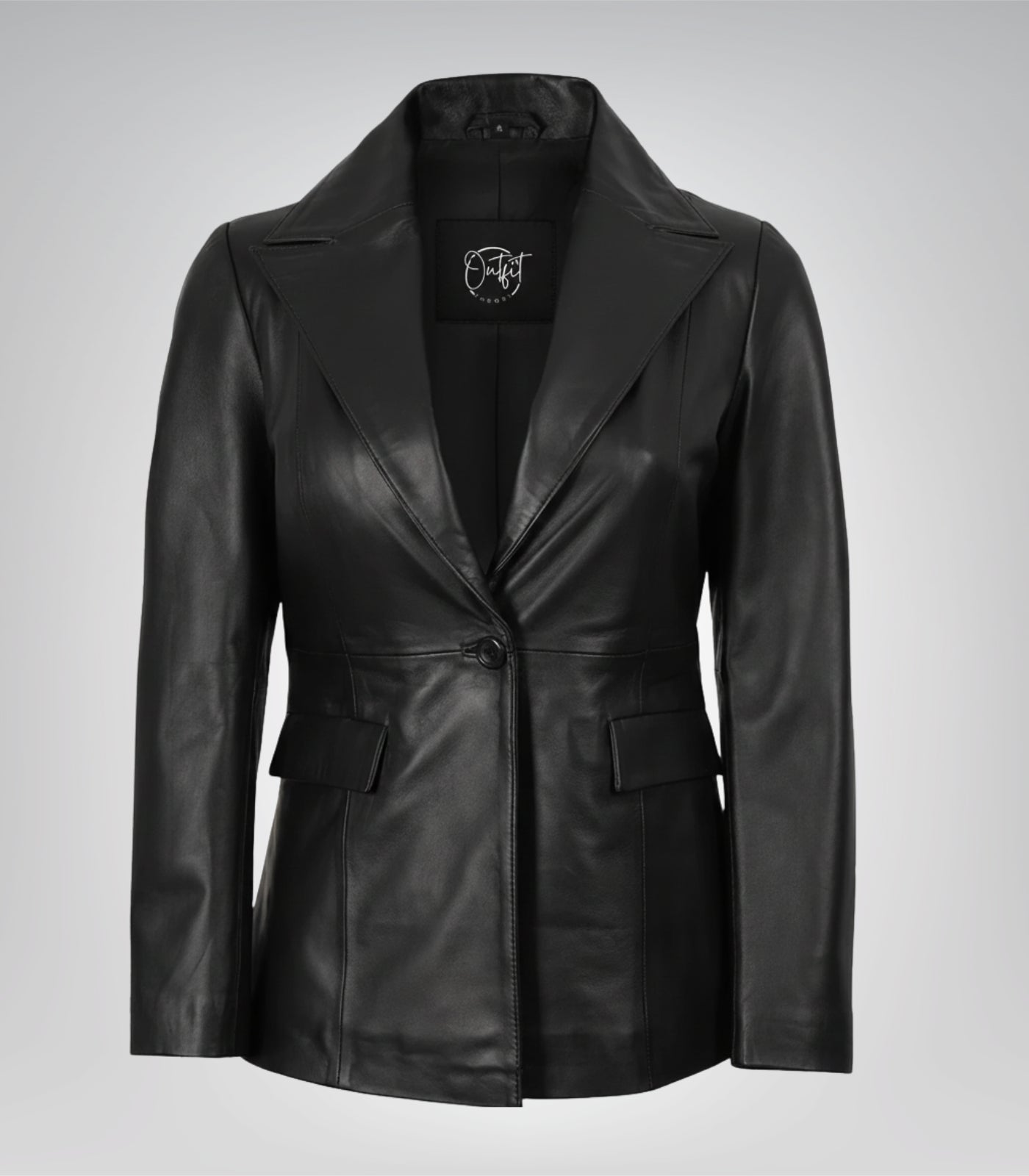 Women’s premium black lambskin leather blazer jacket