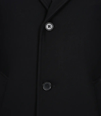 Men’s Single-Breasted Black Wool Coat Modern Fit Long Overcoat