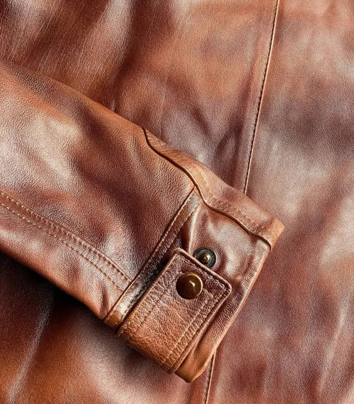 Vintage brown biker leather jacket – 1990s handmade genuine coat