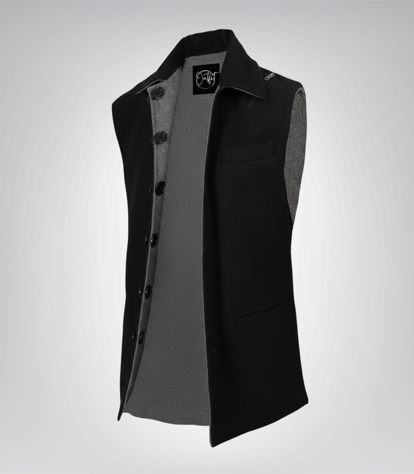 Lester Men Black and Gray Reversible Wool Vest