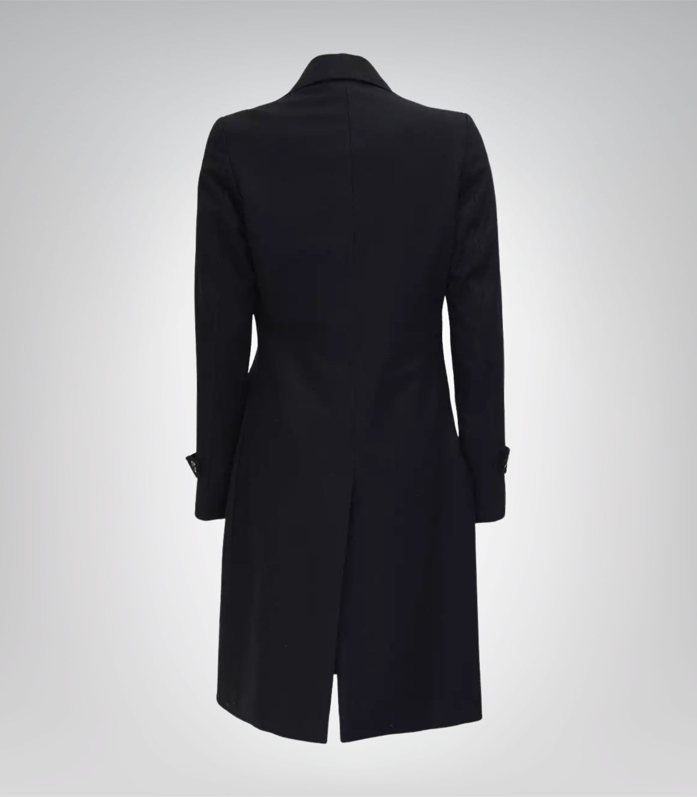 Stephany Women’s Black Double-Breasted Wool Coat Classic Winter Outerwear