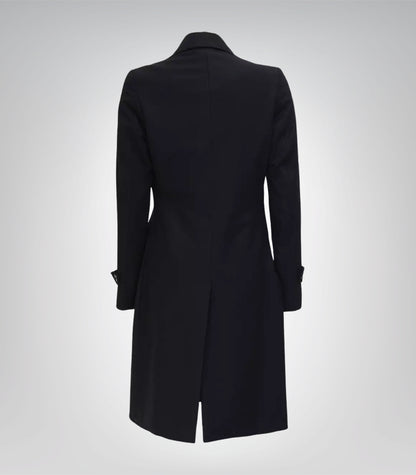 Stephany Women’s Black Double-Breasted Wool Coat Classic Winter Outerwear