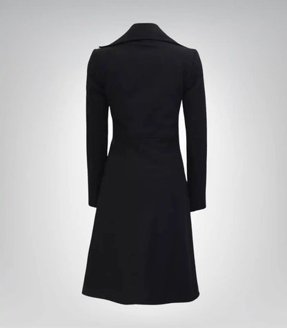 Carol Women’s Black Double-Breasted Wool Trench Coat